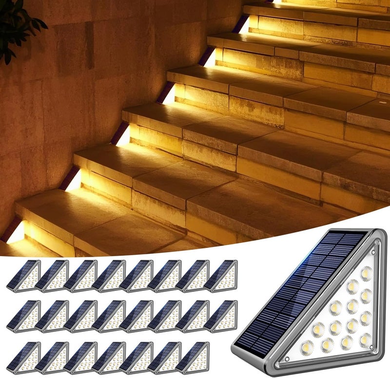 JEJOT Solar Step Lights Outdoor Stair Light, Deck Lights Outdoor Powered IP65 Waterproof, 2CCT Solar Outdoor Step Light, Decor for Stair, Deck, Step, Sidewalk, Porch and Outside Patio,2CCT,24 Pack - Image 1